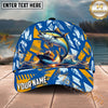Maxcorners Fishing Ocean Boat Wave Personalized Name 3D Cap (12 Fish Species)