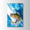 Maxcorners Walleye Fishing Blue Ocean Stripe Splash Design Personalized Name 3D Poster