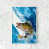 Maxcorners Walleye Fishing Blue Ocean Stripe Splash Design Personalized Name 3D Poster