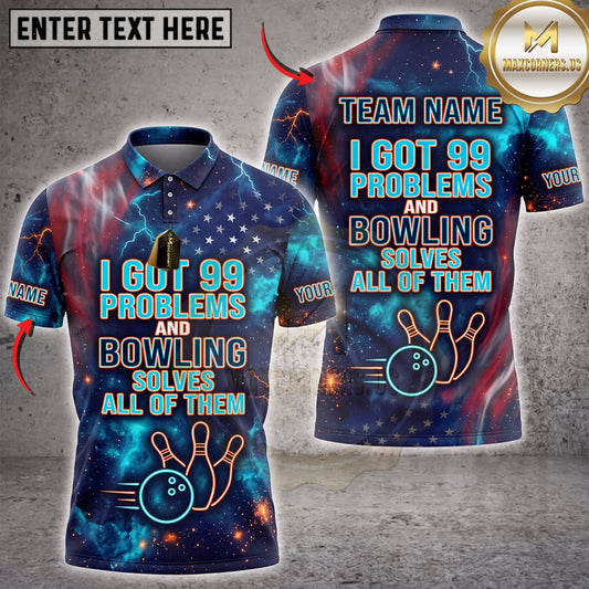 Maxcorners Bowling Blue Lightning Just One More Game Personalized Name 3D Unisex Shirt