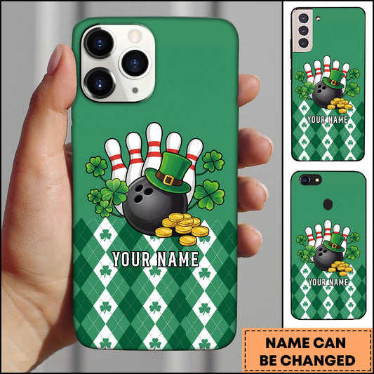 Maxcorners Bowling Phonecase St Patrick Irish Shamrock Argyle Pattern Personalized Name 3D Phone Case