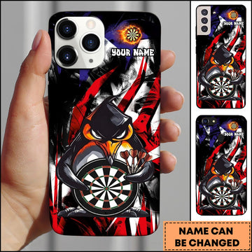 Maxcorners Darts Phonecase Angry Penguin Dark Abstract Art Dartboard Personalized Name 3D Phone Case