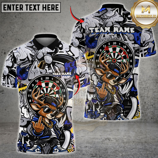 Maxcorners Dart Board Deer Mascot Cool Gangster Cap Artwork Multicolor Customized Name, Team Name 3D Shirts