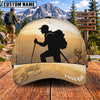 Maxcorners Hiking Backpacker Silhouette Mountain Trail Personalized Name 3D Cap