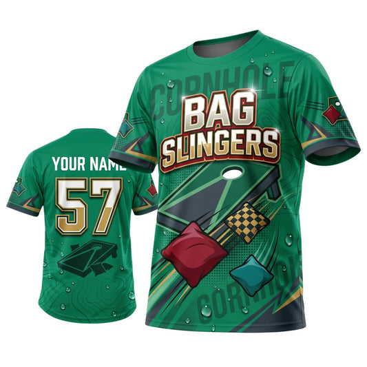 Maxcorners Cornhole Green Bag Slingers Corn Personalized Name 3D Unisex Shirt