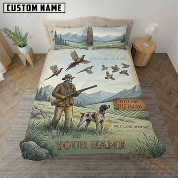 Maxcorners Upland Bird Hunting Meadow Hunter Dog Bedding Set 3D Print Custom Name