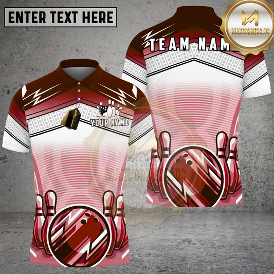 Maxcorners Bowling Lightning Strike Ball Blue Pattern Multicolor Options Personalized Name, Team Name 3D Shirt (4 Colors)