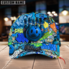 Maxcorners Bowling Graffiti Funny Smiley Multicolor Personalized Name 3D Cap
