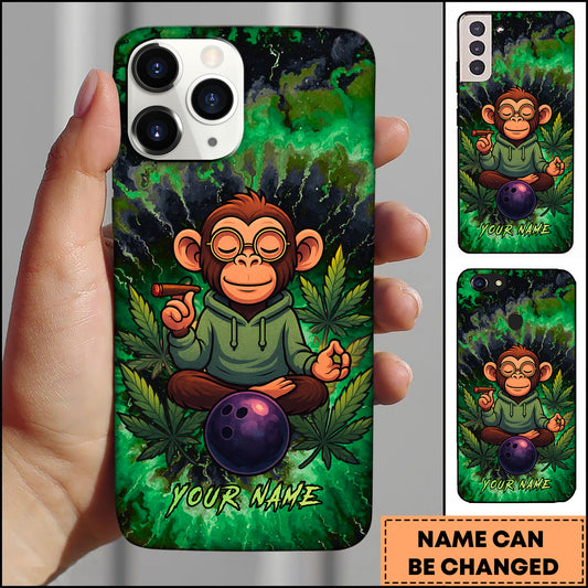 Maxcorners Bowling Green Smoke Monkey Meditation Personalized Name Phone Case