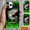 Maxcorners Neon Green Flame Black Background Art Personalized Name Phone Case (8 Fish Species)