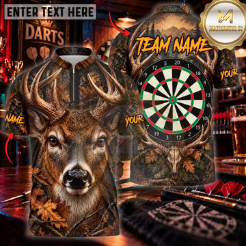 Maxcorners Darts Majestic Deer Head Fire Flame Classic Dartboard Personalized Name 3D Unisex Shirt