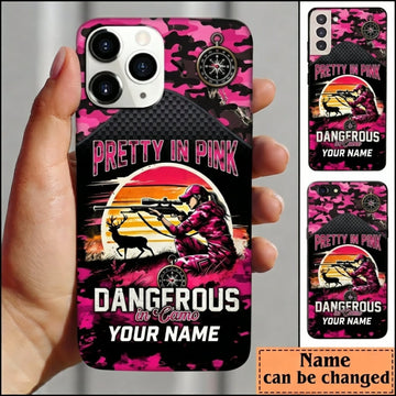 Maxcorners Hunting Pretty In Pink Eagle Camo Personalized Name 3D Phone Case