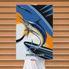 Maxcorners Marlin Fishing Abstract Motion Wave Design Personalized Name 3D Poster