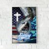 Maxcorners Salmon Fishing Faith Cross American Flag Design Personalized Name 3D Poster