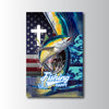Maxcorners Tuna Fishing Faith Cross American Flag Design Personalized Name 3D Poster