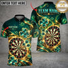 Maxcorners Darts Golden Shamrock Clover Swirls Glowing Lights Target Board Graphic Multicolor Customized Name, Team Name 3D Shirts