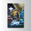 Maxcorners Largemouth Bass Fishing Faith Cross American Flag Design Personalized Name 3D Poster