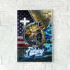 Maxcorners Largemouth Bass Fishing Faith Cross American Flag Design Personalized Name 3D Poster