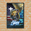Maxcorners Largemouth Bass Fishing Faith Cross American Flag Design Personalized Name 3D Poster