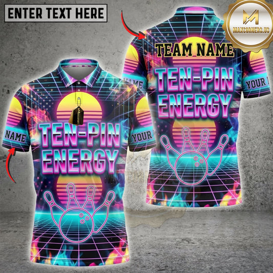 Maxcorners Bowling Purple Neon Spare Me The Excuses Personalized Name 3D Unisex Shirt