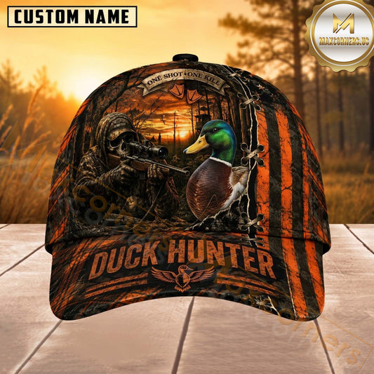 Maxcorners Hunting Orange Black Hunter Personalized 3D Cap