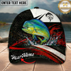 Maxcorners Fishing Black Red Abstract Stripe Personalized 3D Cap (12 Fish Species)