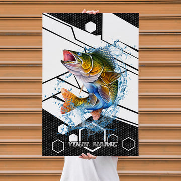 Maxcorners Walleye Fishing Tech Carbon Geometry Splash Design Personalized Name 3D Poster