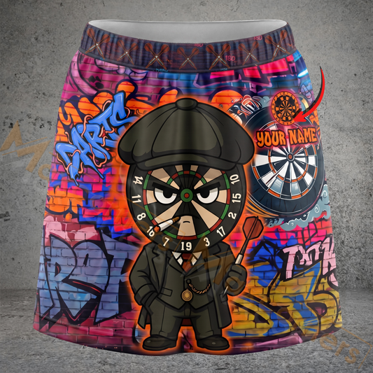 Maxcorners Darts Gangster Dartboard Graffiti Street Art Personalized 3D Skirts With Shorts