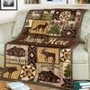 Maxcorners Personalized Hunting Cabin Life Fleece Blanket - Rustic Lodge Throw with Wildlife Design LM1611