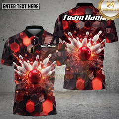 Maxcorners Bowling Pin Strike Explosion Purple Multioptions Personalized Name, Team Name Unisex 3D Shirt (4 Colors)