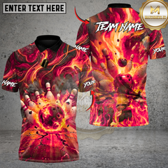 Maxcorners Blazing Perfect Bowlings Game Multicolor Customized Name, Team Name 3D Shirts