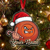 Maxcorners Personalized Funny Angry Clay Target Fukin Finger Santa Hat Candy Cane Acrylic Christmas Ornament And Keychain Custom Gift For Hunters 2D Flat