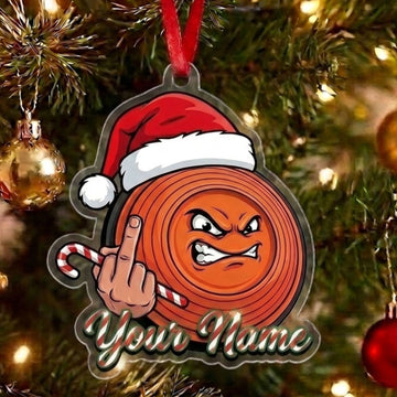 Maxcorners Personalized Funny Angry Clay Target Fukin Finger Santa Hat Candy Cane Acrylic Christmas Ornament And Keychain Custom Gift For Hunters 2D Flat