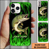 Maxcorners Neon Green Flame Black Background Art Personalized Name Phone Case (8 Fish Species)
