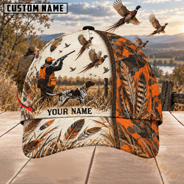Maxcorners Upland Bird Hunting Blaze Orange Hunter Pheasant Scene Personalized Name 3D Cap