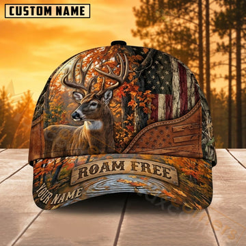 Maxcorners Whitetail Deer Hunting Orange Camo Roam Free Personalized Name 3D Cap