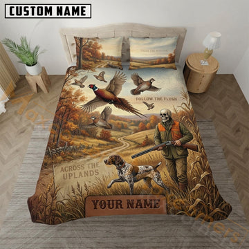 Maxcorners Pheasant Hunting Rustic Field Hunter Bedding Set 3D Print Custom Name