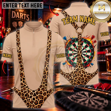 Maxcorners Darts Funny Leopard Print Necklace Body Classic Dartboard Personalized Name 3D Unisex Shirt
