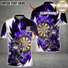 Maxcorners Darts Cute Fighting Cat Mascot Dartboard Lightning Texture Graphic Multicolor Customized Name, Team Name 3D Shirts