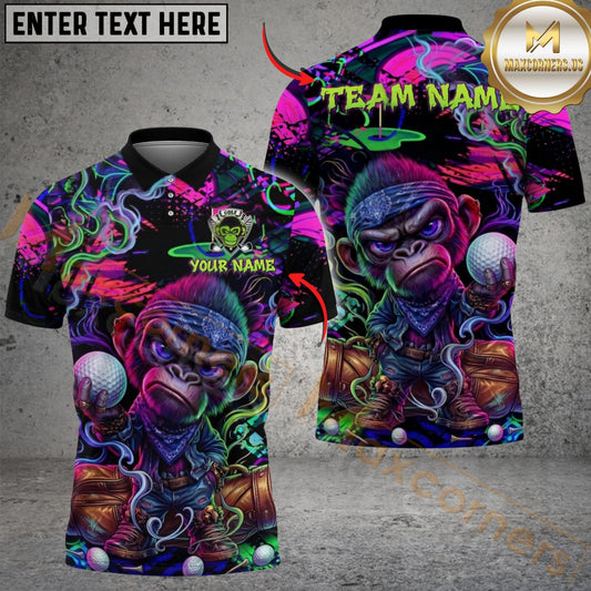 Maxcorners Golf Angry Monkey Neon Graffiti Design Customized Name, Team Name Shirts