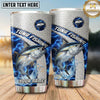 Maxcorners Fishing Tumbler Silver Blue Honeycomb Badge Design Personalized Name Tumbler (13 Species)