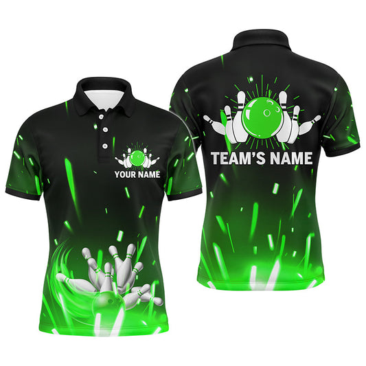 Maxcorners Bowling Flame Bowling Ball and Pins Multicolor Option Customized Name 3D Shirt