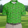 Maxcorners Three Leaf Clover Golf And Beer St Patrick's Day Green Golf Shirt, Fun Golf Shirts For Men, Polo Shirts For Men