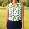 Maxcorners Three Leaf Clover Golf And Beer St Patrick's Day White Golf Shirt, Women's Golf Shirts, Ladies Golf Polos