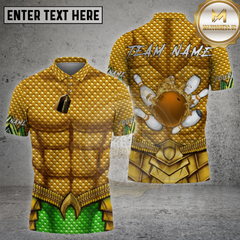 Maxcorners Bowling King Gold Scale Armor Fiery Ball MultiOptions Personalized Name, Team Name 3D Shirt