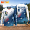 Maxcorners Freedom To Fish Shirt, Personalized American Flag Fishing Long Sleeve For Men, Fishing UPF Shirts