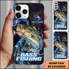 Maxcorners Fishing Blue Flame Smoke Line Premium Style Sport Personalized Name Phone Case (8 Fish Species)