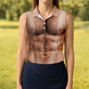 Maxcorners Funny Hairy Man Body Illusion Golf Shirt, Women's Golf Shirt, Hawaiian Golf Shirt, Golf Polo For Women LM1507