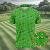 Maxcorners Three Leaf Clover Golf And Beer St Patrick's Day Green Golf Shirt, Fun Golf Shirts For Men, Polo Shirts For Men