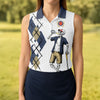 Maxcorners Funny Skeleton Golfer Drinking Beer Polo Shirt, Women’s Golf Apparel, Ladies Golf Shirts LM1507